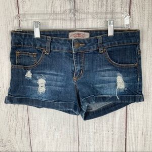 Iris Jeans Girl’s Factory Distressed Blue Denim Shorts L